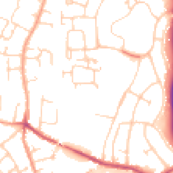 Daytime road noise heatmap for GU1 1PW