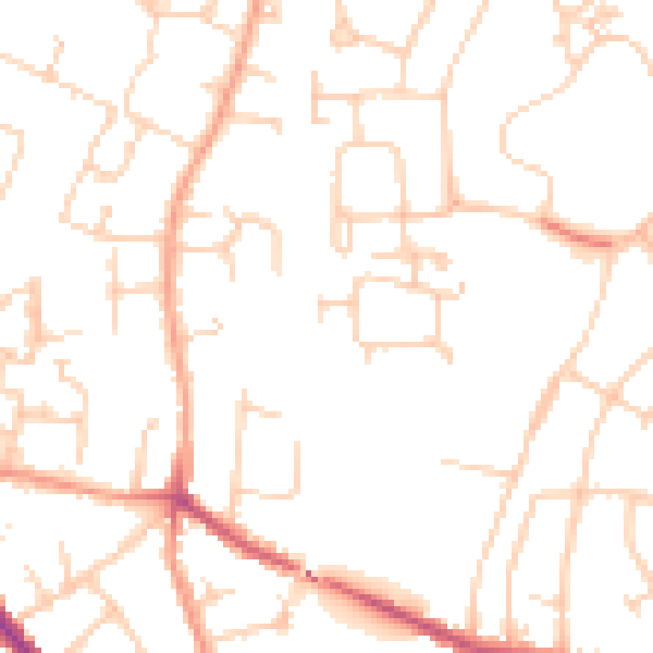 Daytime road noise heatmap for GU1 1PZ