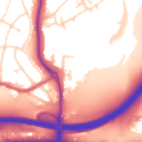 Daytime road noise heatmap for GU1 1QF