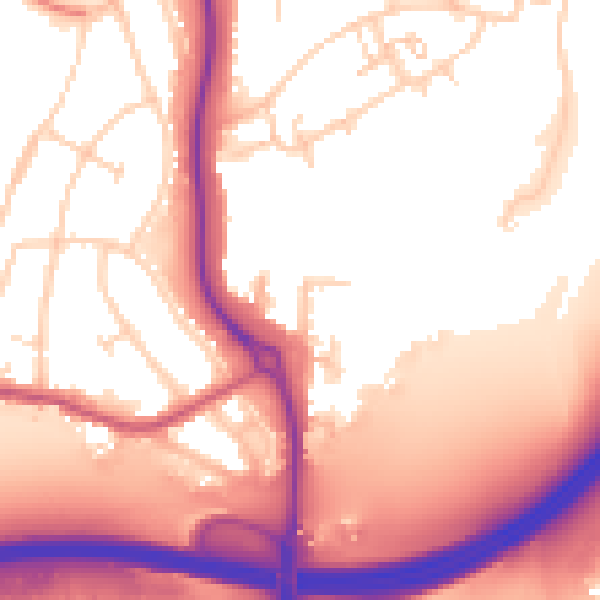 Daytime road noise heatmap for GU1 1QQ