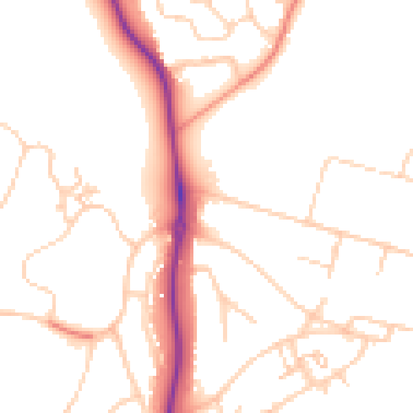 Daytime road noise heatmap for GU1 1RA