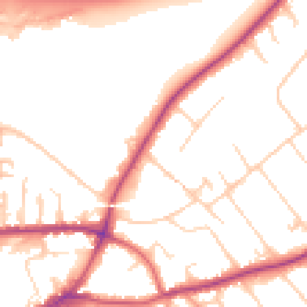 Daytime road noise heatmap for GU1 1ST