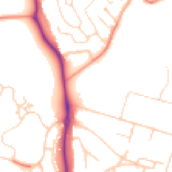 Daytime road noise heatmap for GU1 1SZ
