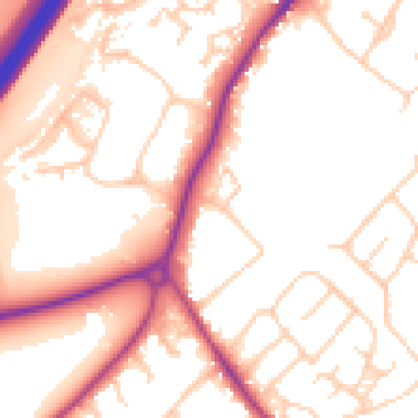 Daytime road noise heatmap for GU1 1UH