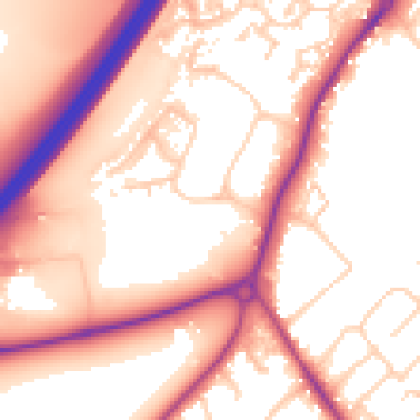 Daytime road noise heatmap for GU1 1UT