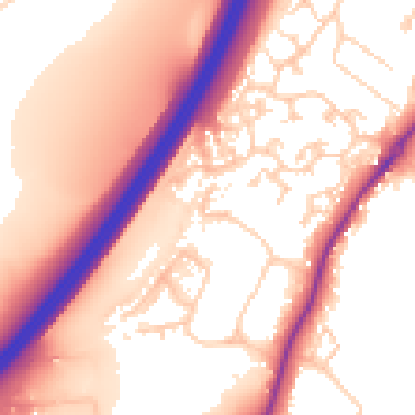 Daytime road noise heatmap for GU1 1XA