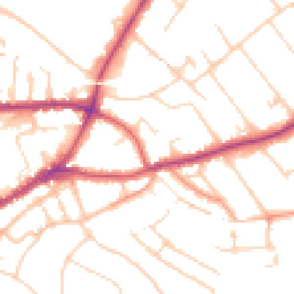 Daytime road noise heatmap for GU1 2AZ