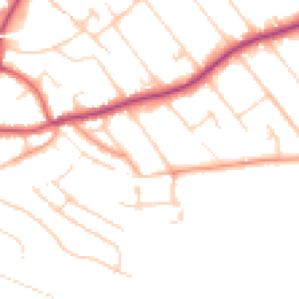 Daytime road noise heatmap for GU1 2BD