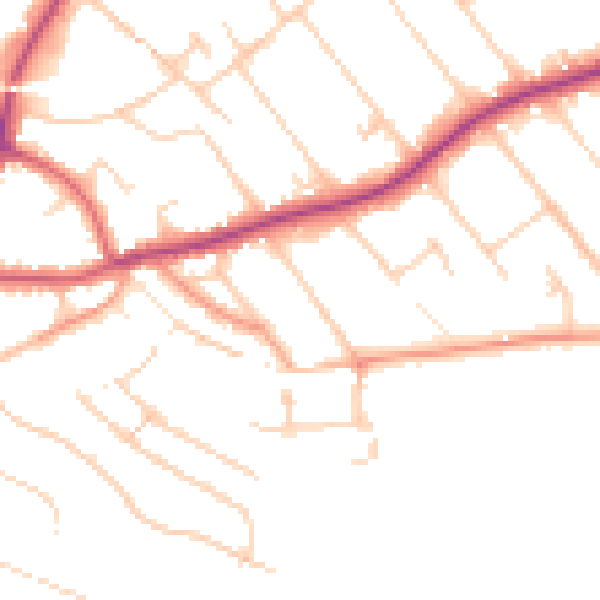Daytime road noise heatmap for GU1 2BG
