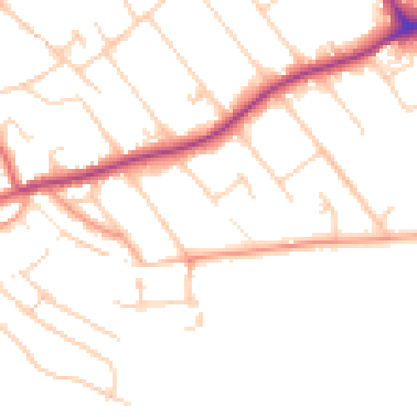 Daytime road noise heatmap for GU1 2BT