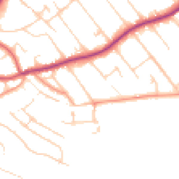 Daytime road noise heatmap for GU1 2DJ