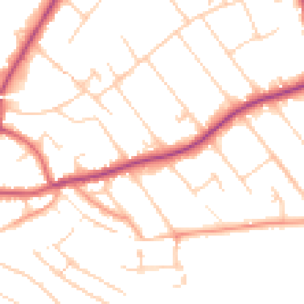 Daytime road noise heatmap for GU1 2EJ