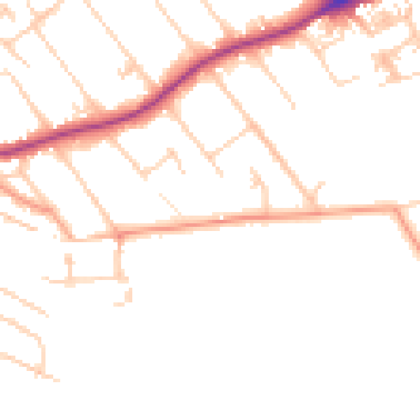 Daytime road noise heatmap for GU1 2HD