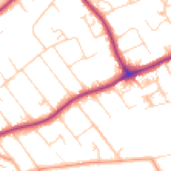 Daytime road noise heatmap for GU1 2JT