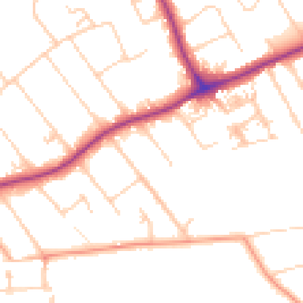 Daytime road noise heatmap for GU1 2LA