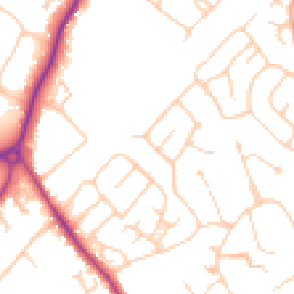 Daytime road noise heatmap for GU1 2LQ