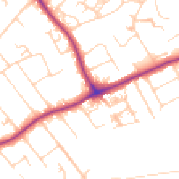 Daytime road noise heatmap for GU1 2LT