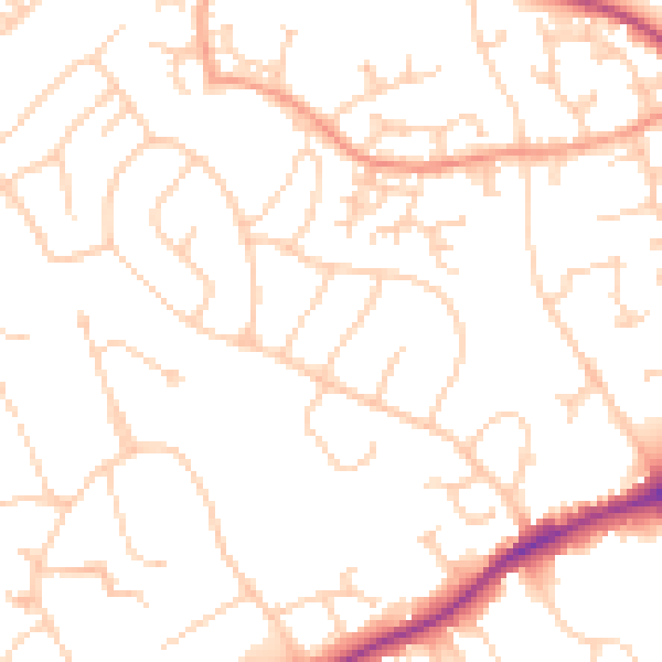 Daytime road noise heatmap for GU1 2SL