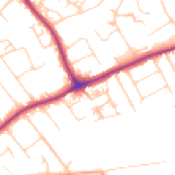 Daytime road noise heatmap for GU1 2SS