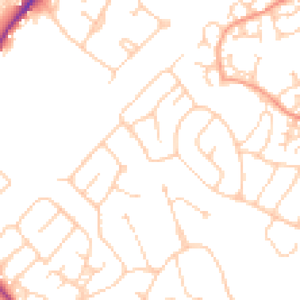 Daytime road noise heatmap for GU1 2TX