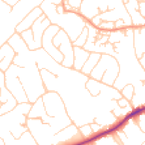 Daytime road noise heatmap for GU1 2UH