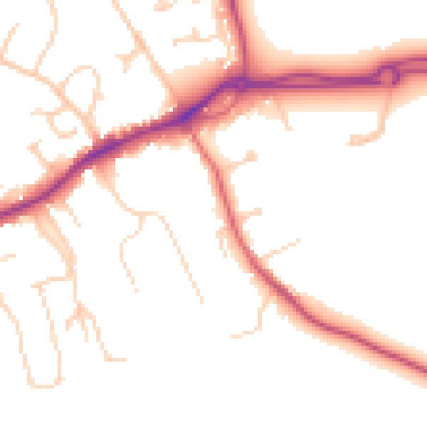Daytime road noise heatmap for GU1 2XR