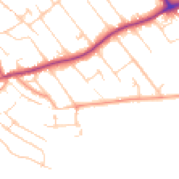 Daytime road noise heatmap for GU1 2YW
