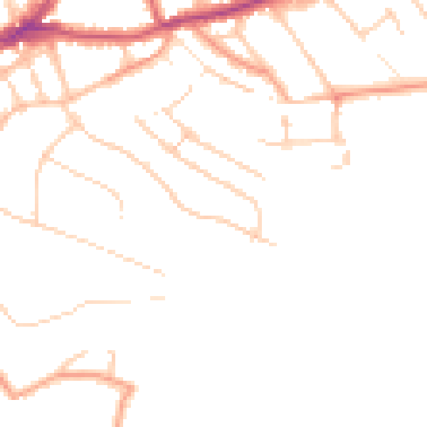 Daytime road noise heatmap for GU1 3PZ