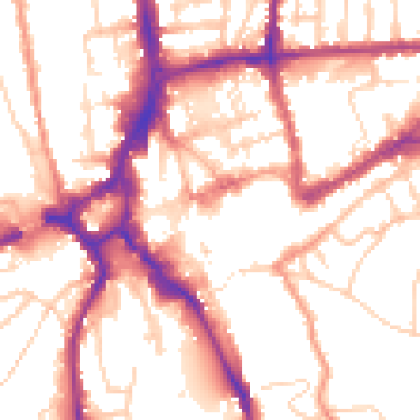 Daytime road noise heatmap for GU1 4AE