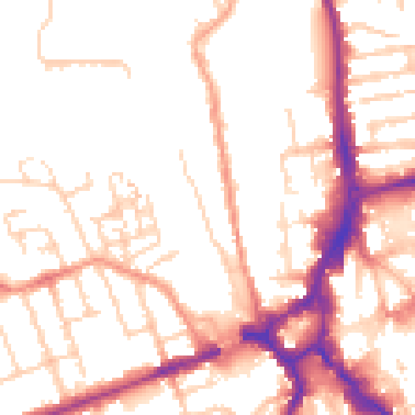 Daytime road noise heatmap for GU1 4BQ