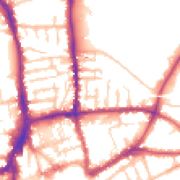Daytime road noise heatmap for GU1 4HX