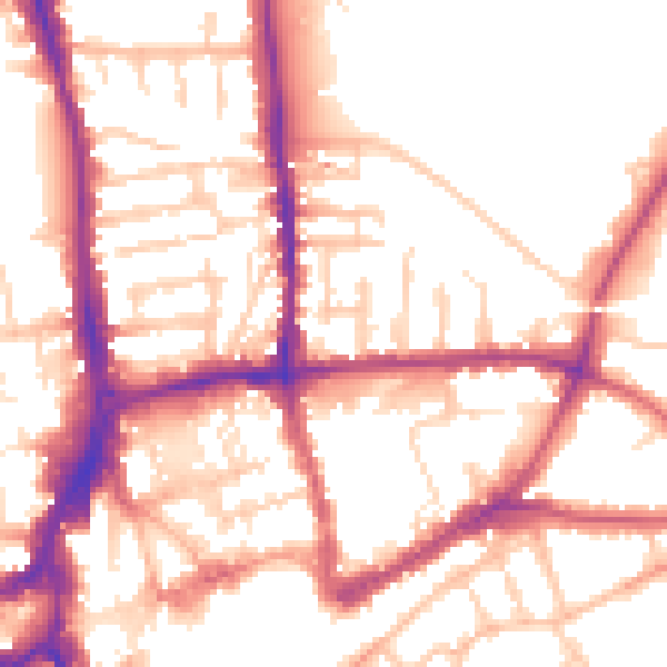 Daytime road noise heatmap for GU1 4HZ