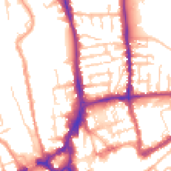 Daytime road noise heatmap for GU1 4JE
