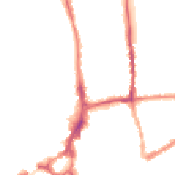 Night-time road noise heatmap for GU1 4JE