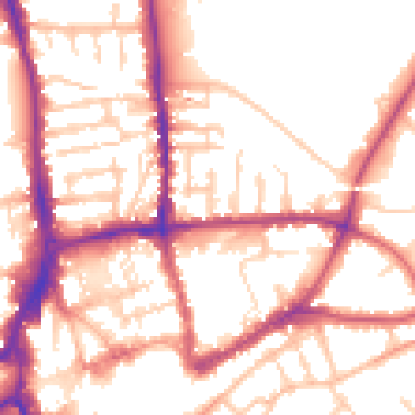 Daytime road noise heatmap for GU1 4JG