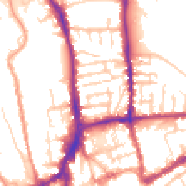 Daytime road noise heatmap for GU1 4NP