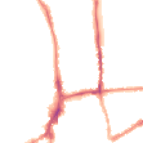 Night-time road noise heatmap for GU1 4NP