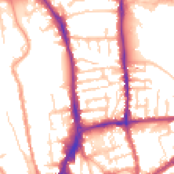 Daytime road noise heatmap for GU1 4NS