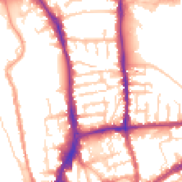 Daytime road noise heatmap for GU1 4NT