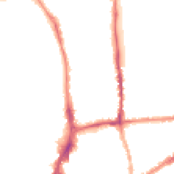 Night-time road noise heatmap for GU1 4NT