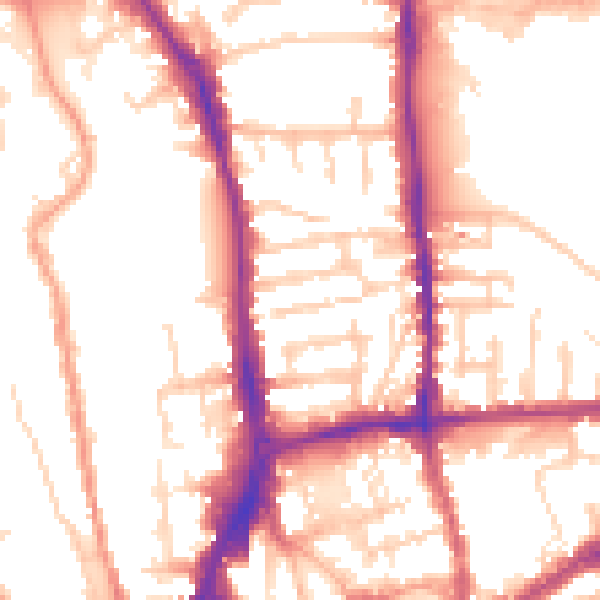 Daytime road noise heatmap for GU1 4NU