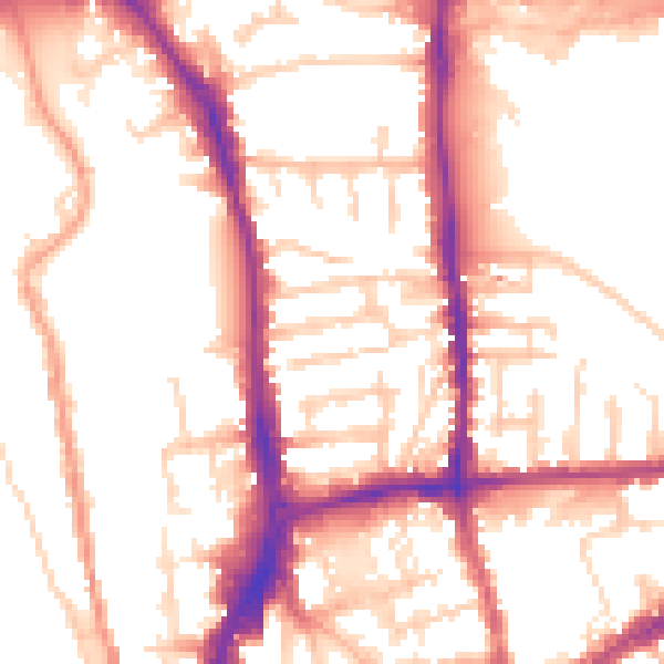 Daytime road noise heatmap for GU1 4NY