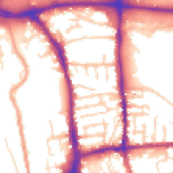 Daytime road noise heatmap for GU1 4PG