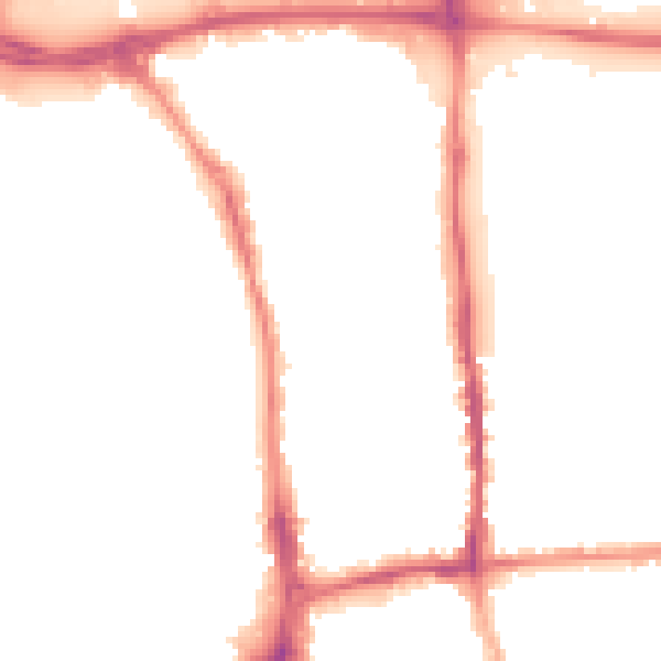 Night-time road noise heatmap for GU1 4PG