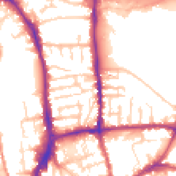 Daytime road noise heatmap for GU1 4PL