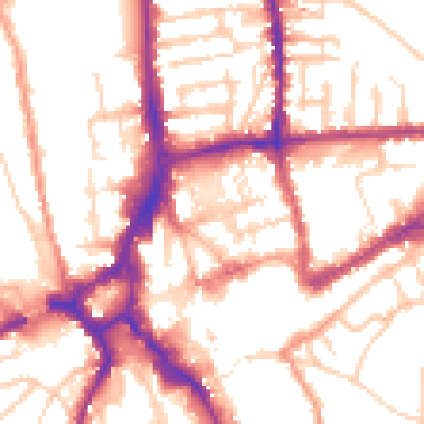 Daytime road noise heatmap for GU1 4PT