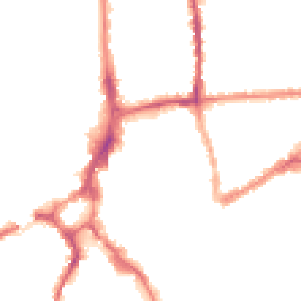 Night-time road noise heatmap for GU1 4PT