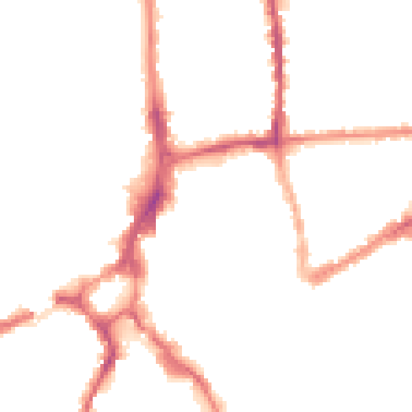 Night-time road noise heatmap for GU1 4PW
