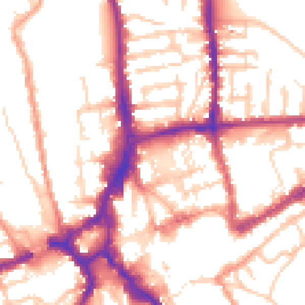 Daytime road noise heatmap for GU1 4QG
