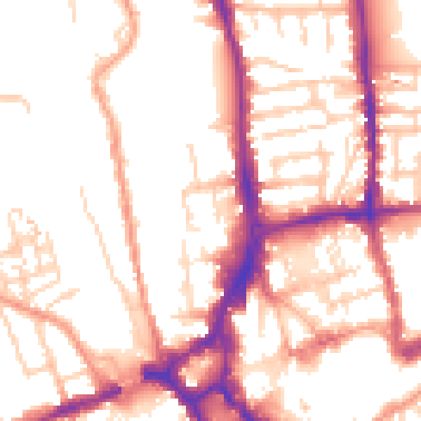 Daytime road noise heatmap for GU1 4QS